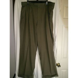 Perry‎ Ellis Brown Dress Pants Polyester Rayon Blend Pleated Formal Trousers